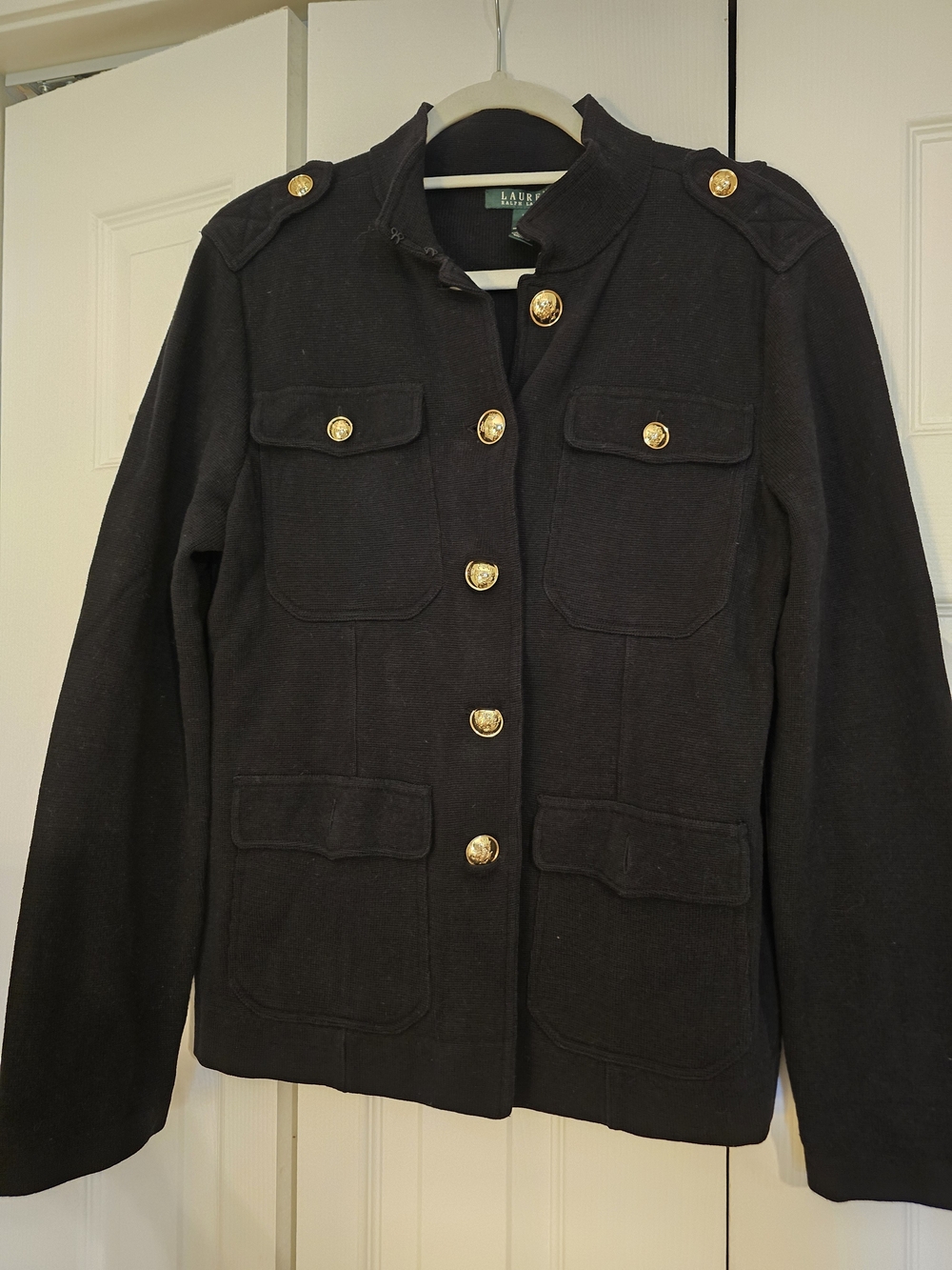 Lauren Ralph Lauren Black Military-Style Jacket with Gold Buttons